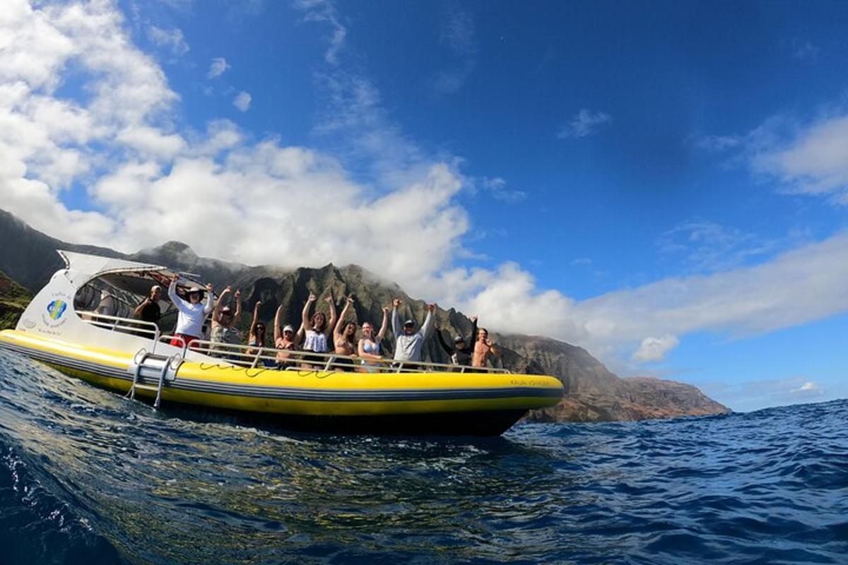 a group of people on a boat in the water