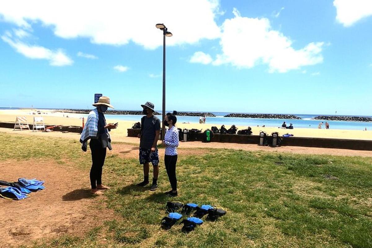 un gruppo di persone in piedi sulla spiaggia