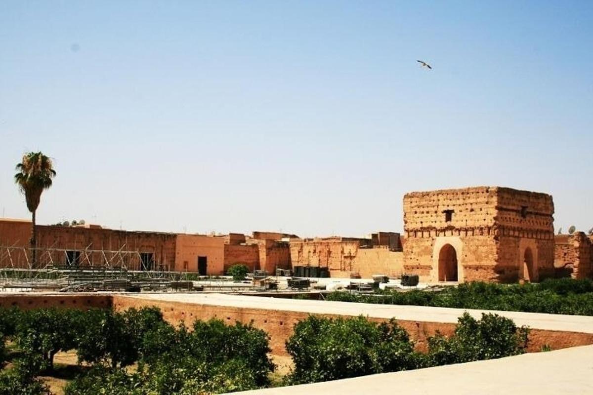 a view of a city with a brick building