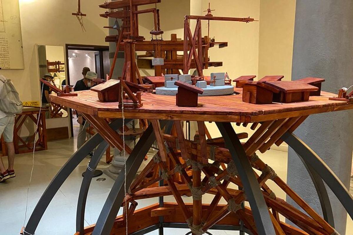 a wooden table with lots of wooden items on it