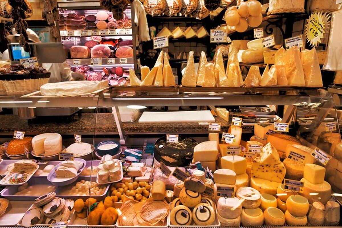 a store filled with lots of different types of cheese