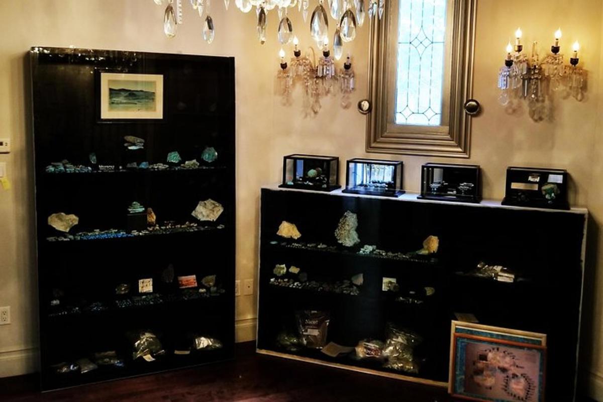 a black shelf filled with lots of different items