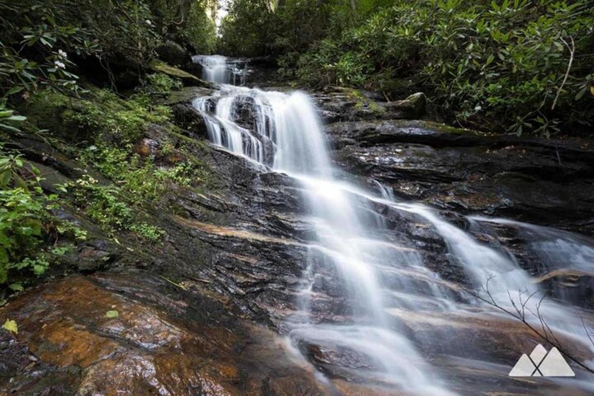 a waterfall in the middle of a forest