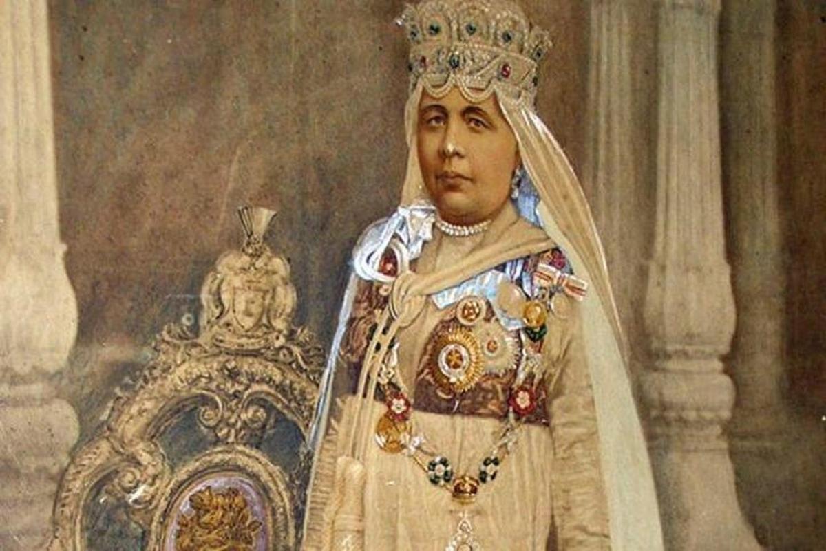 a painting of a woman wearing a crown