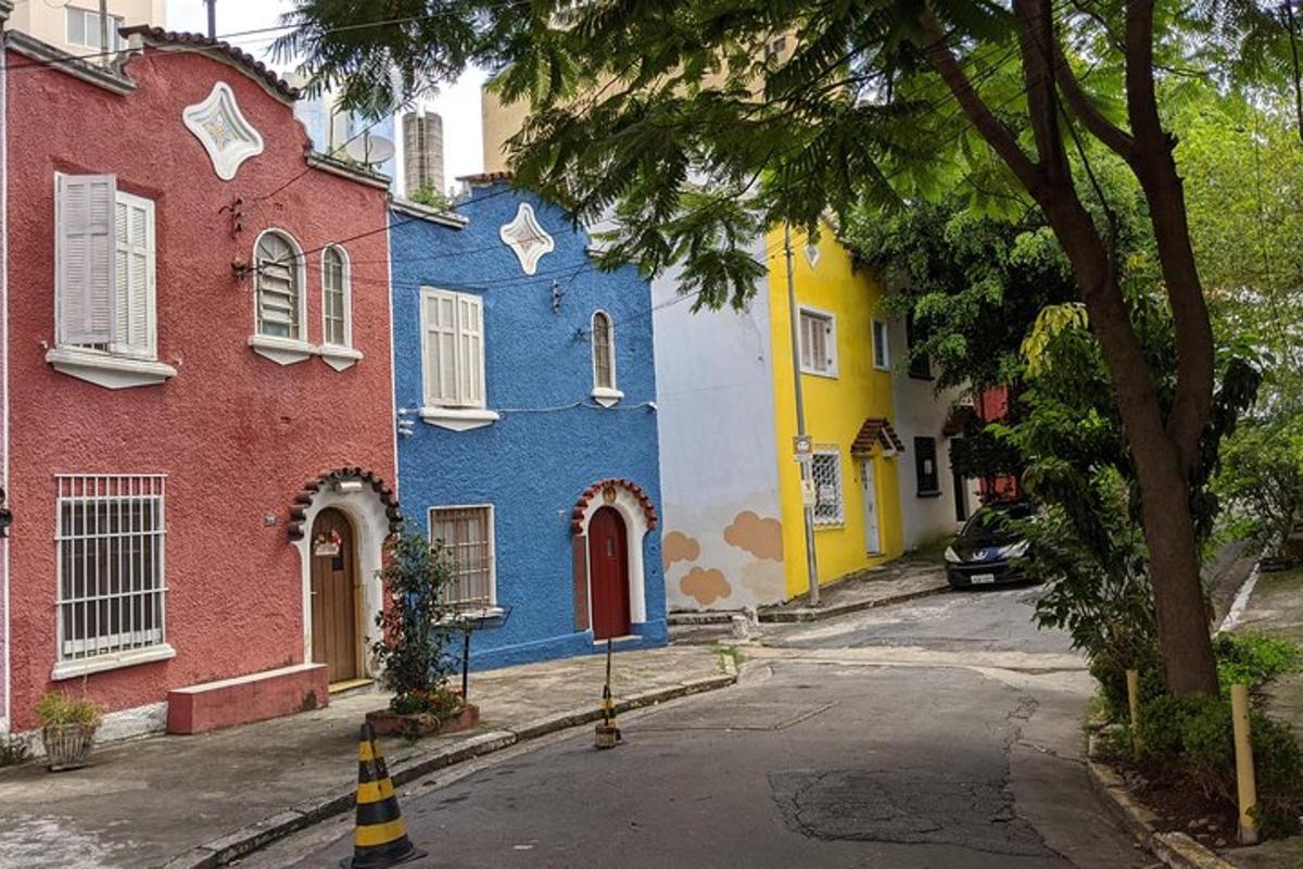 a colorful building on a street in a city