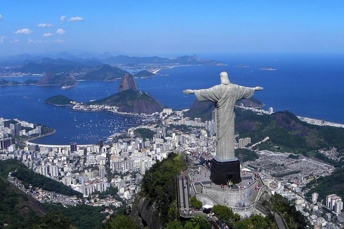 an aerial view of the statue of christ the redeemer