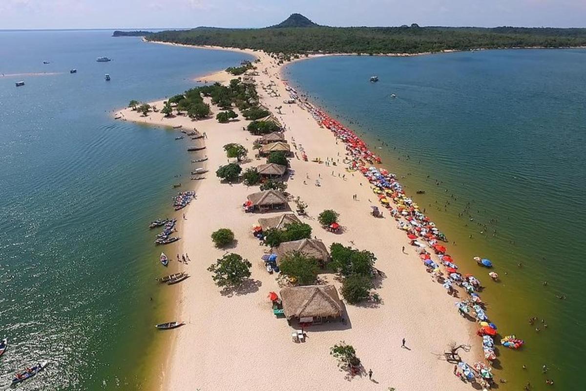 an aerial view of a beach with people and umbrellas