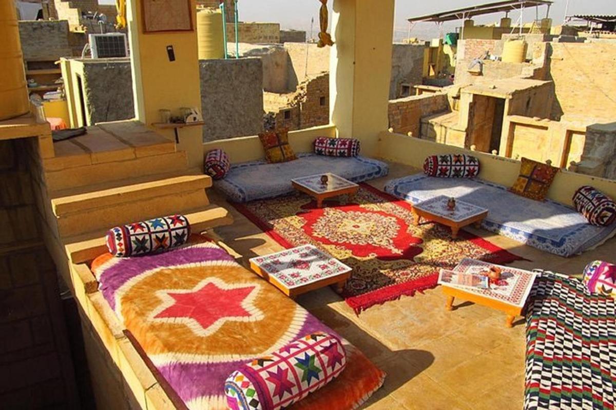 a room with carpets on the floor of a building