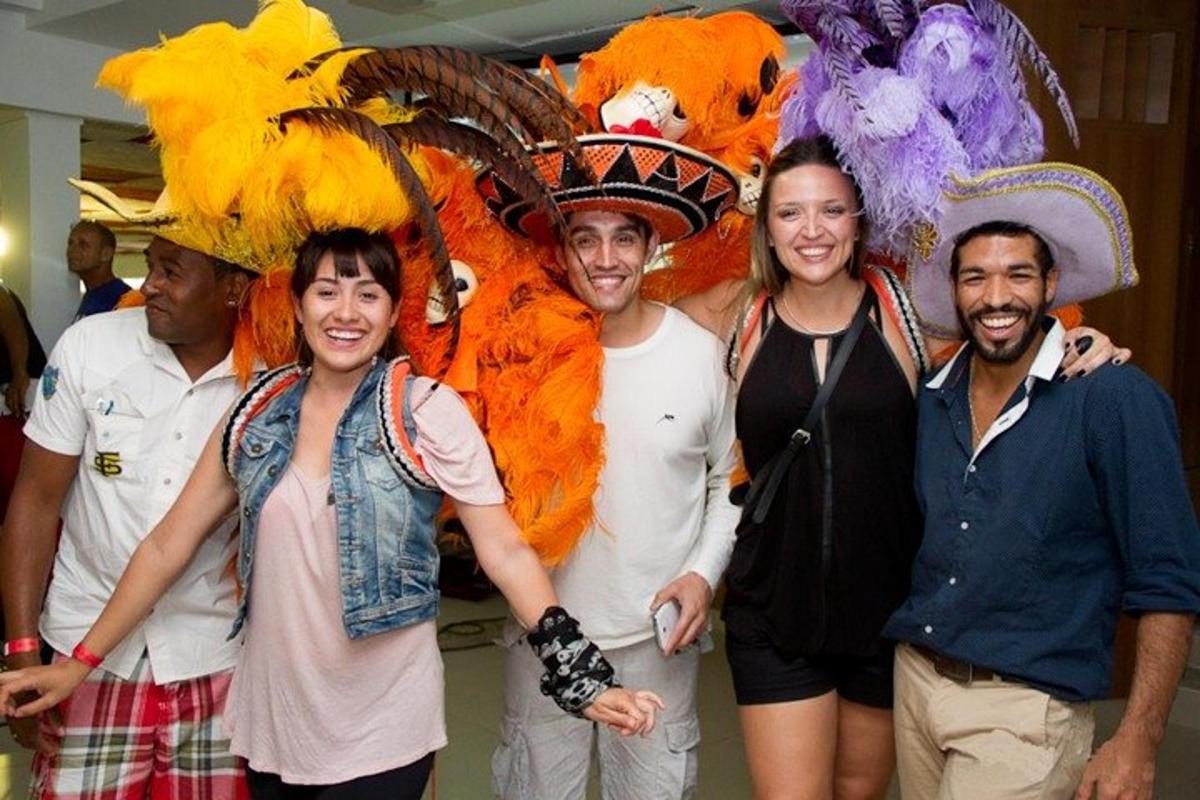 a group of people dressed up in costumes