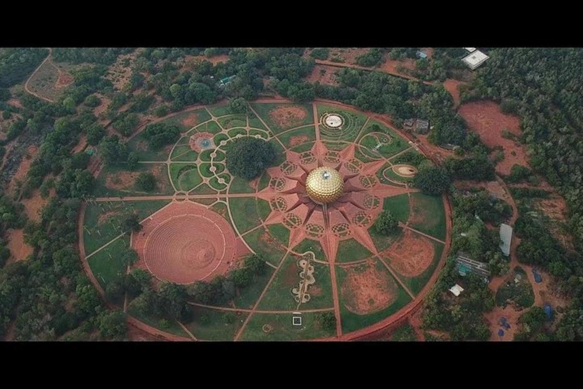 an overhead view of a park with a large circle