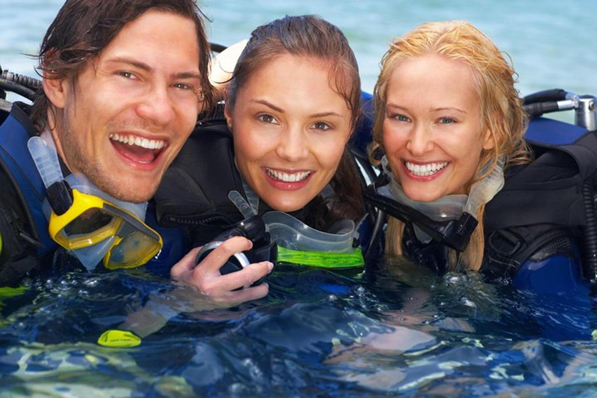 a group of three people in the water