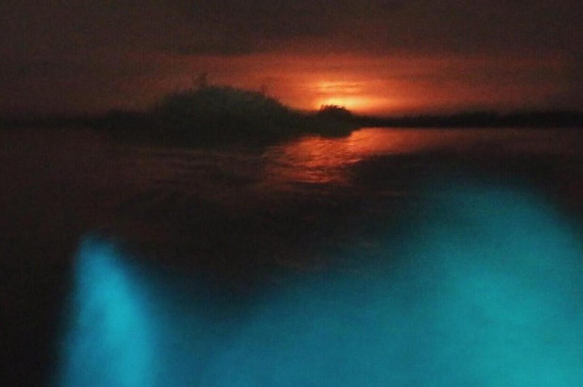 a sunset over a body of water with the ocean