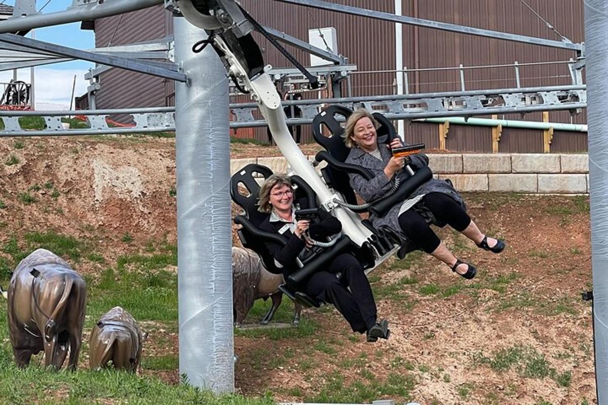 three people in butterfly costumes on a roller coaster