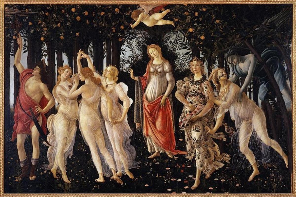 a painting of a group of people on a wall