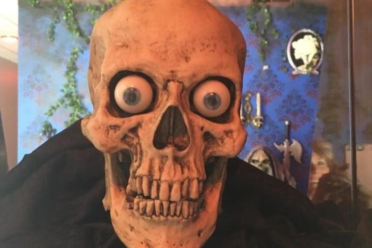a skull with eyes and a face with