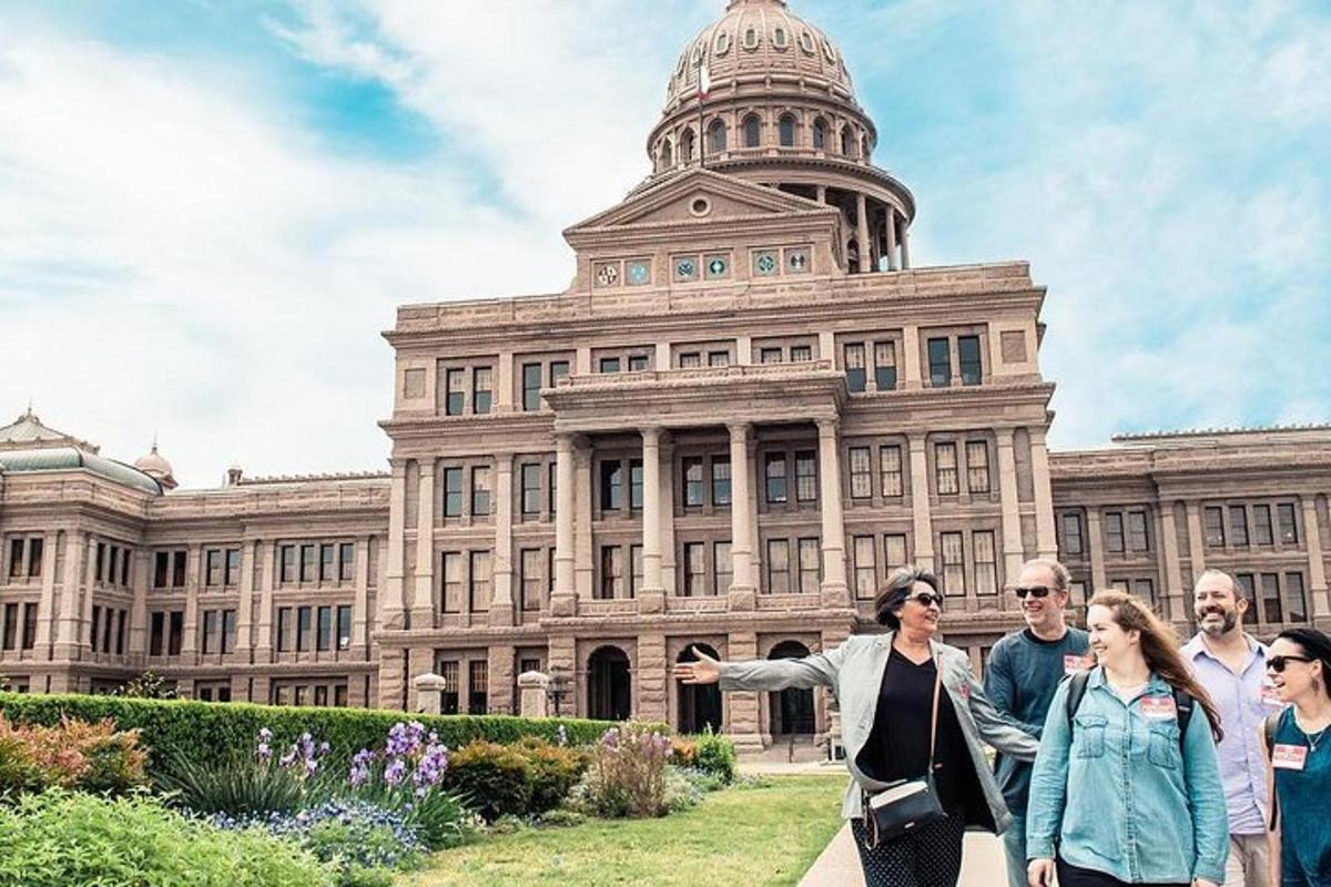 a group of people standing in front of a building