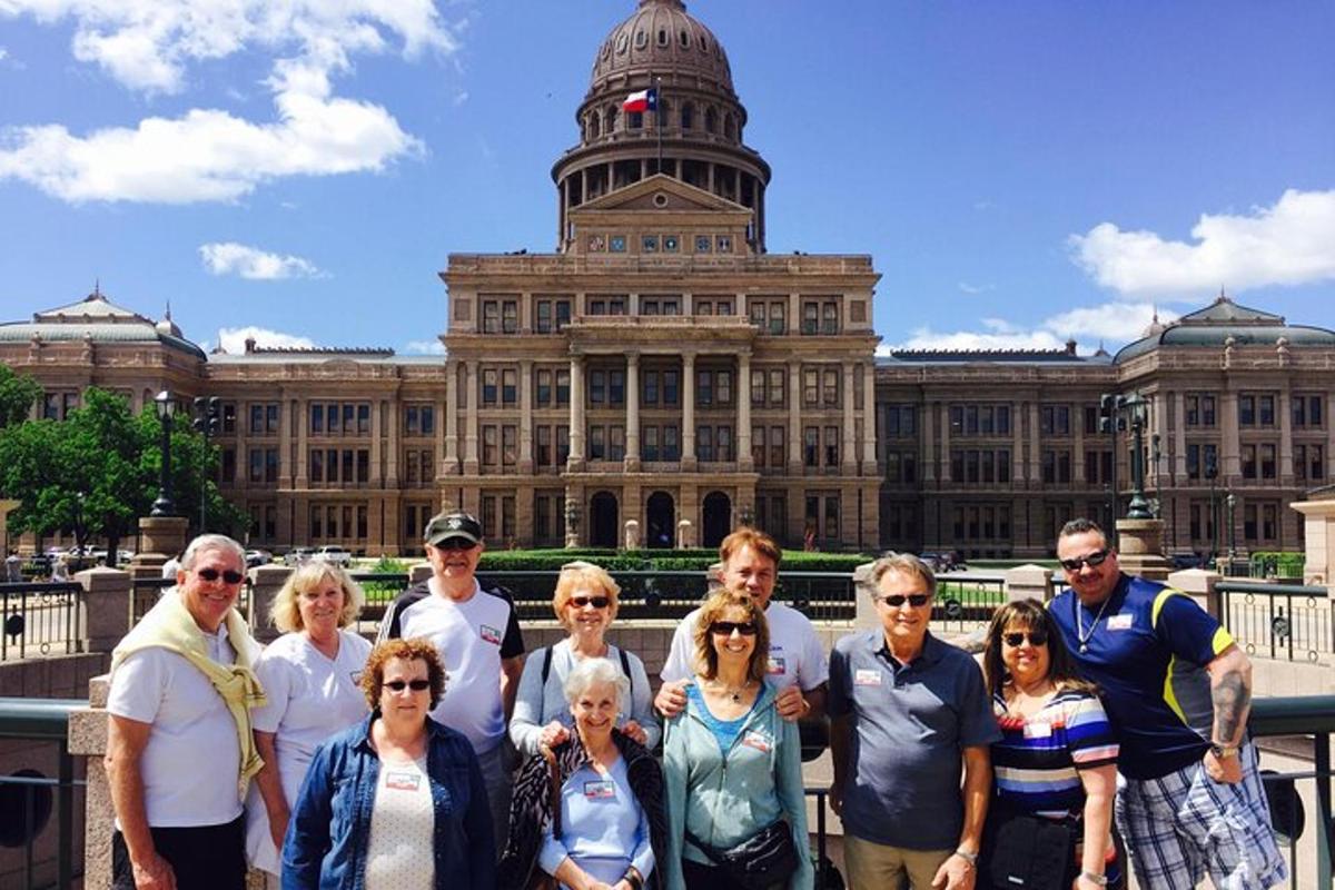 a group of people standing in front of a building