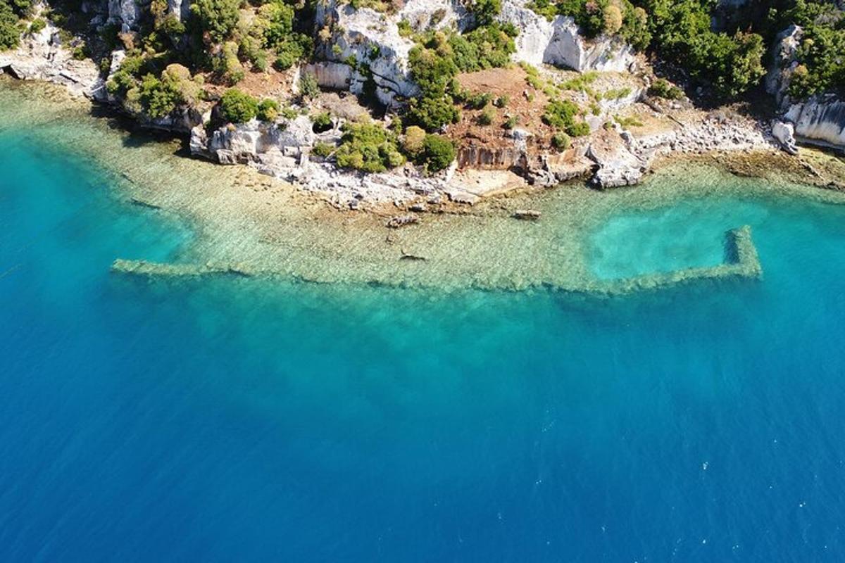 an aerial view of an island in the water