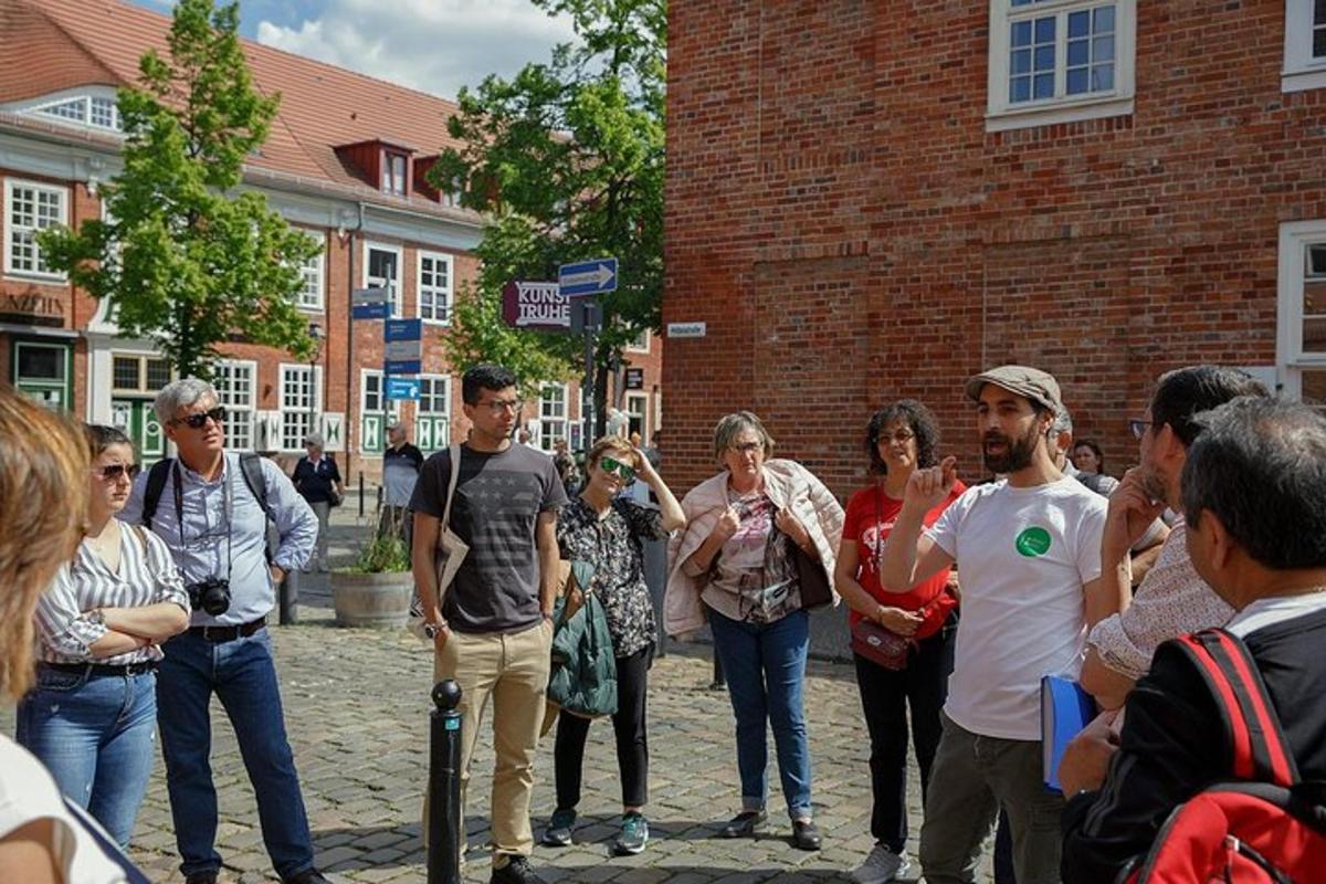 a group of people standing on a street
