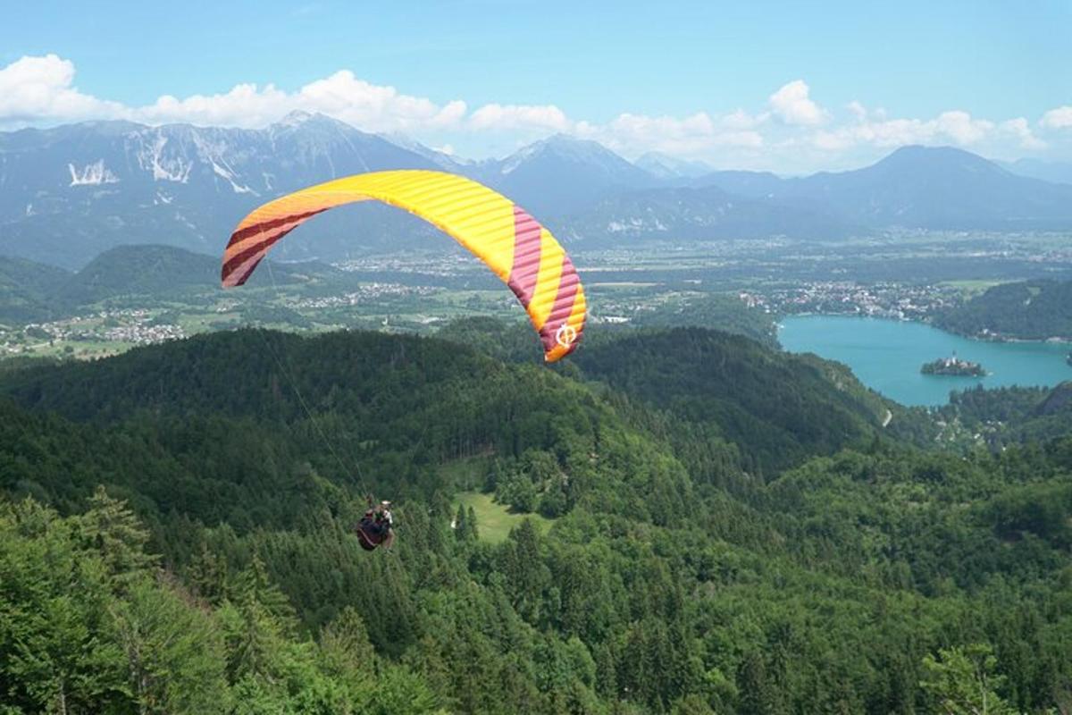 osoba létající s padákem ve vzduchu