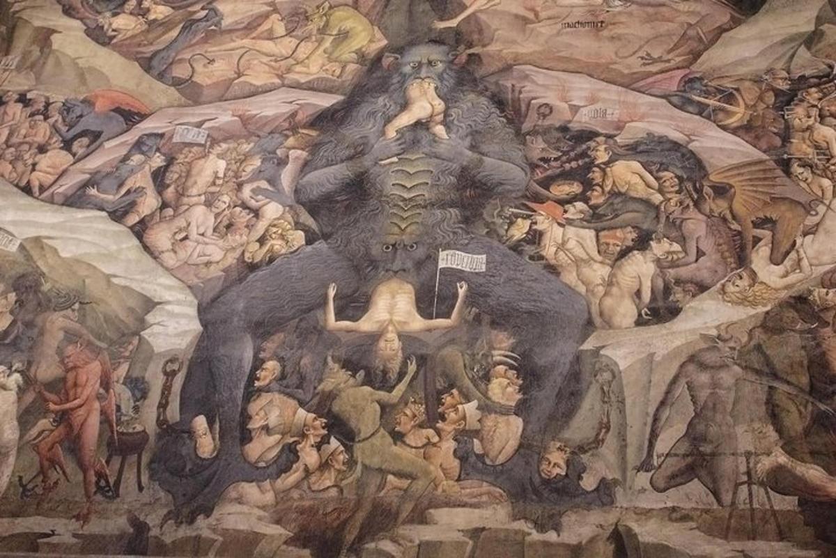 a mural of a painting on the ceiling of a church