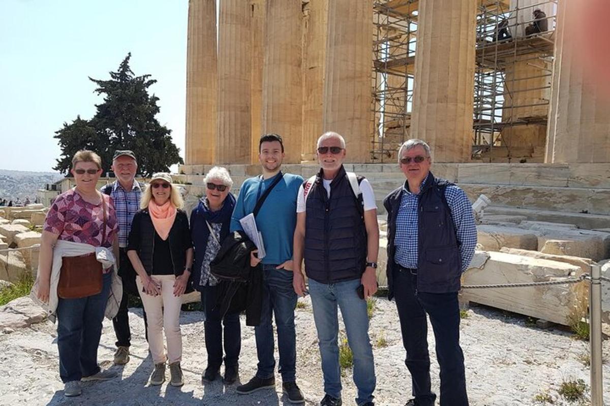 a group of people standing in front of a building