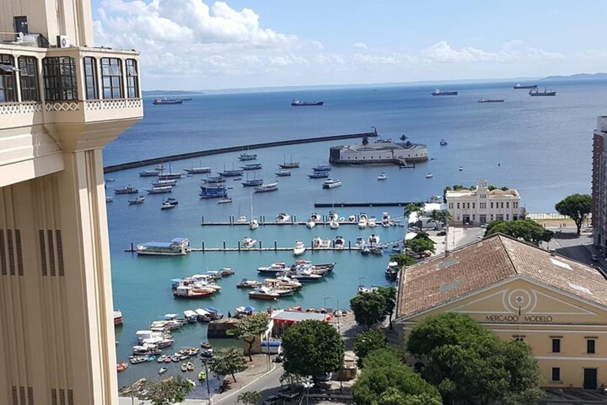 a view of a harbor with boats in the water