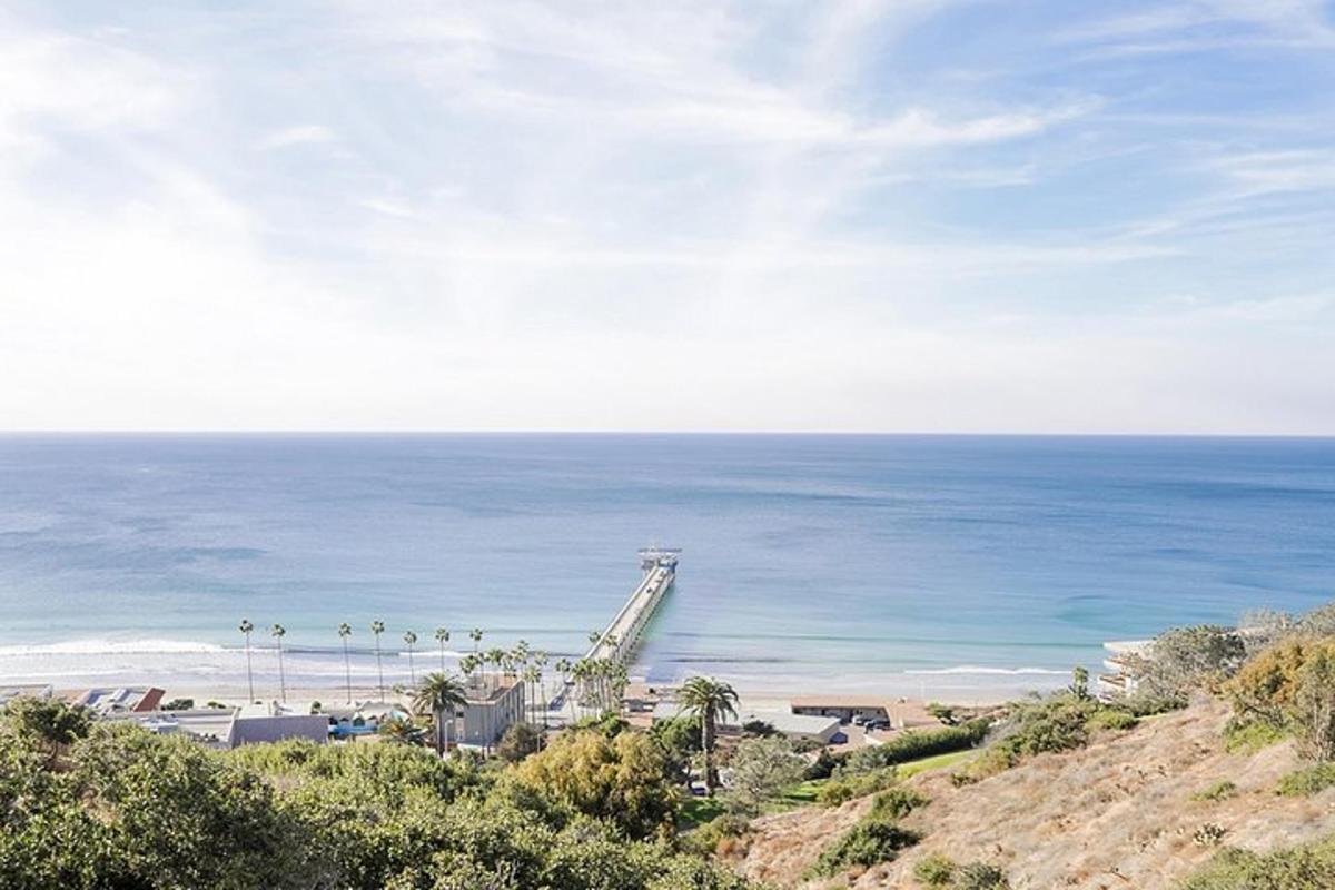 a view of the ocean from the top of a hill