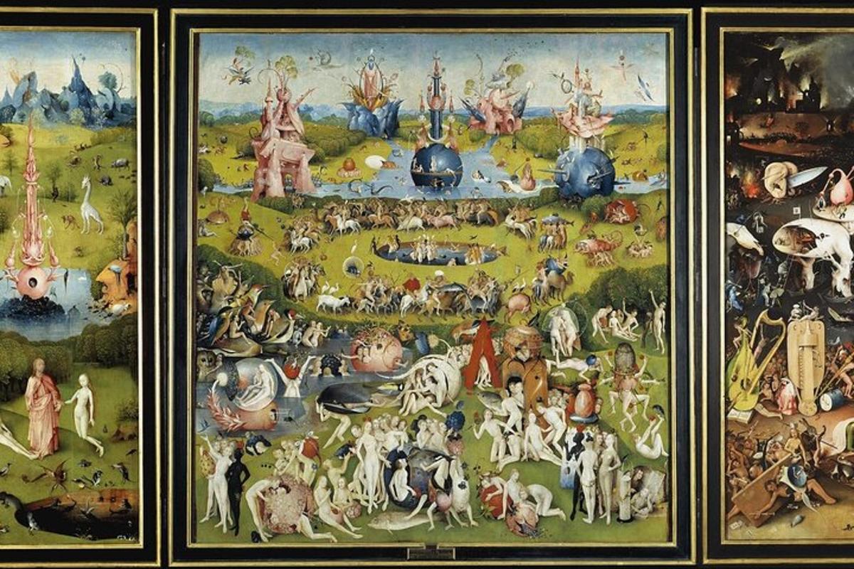 una pintura de un grupo de personas en un campo