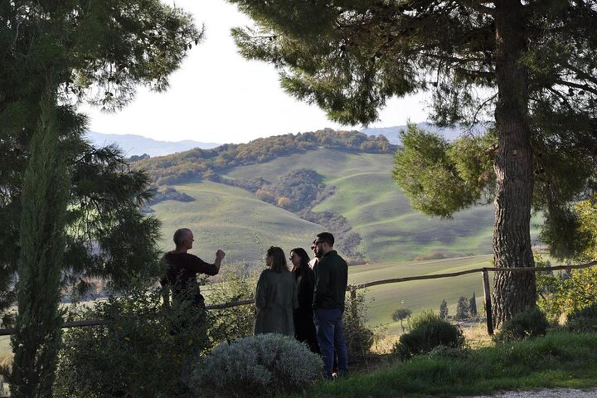 Un grupo de personas de pie en una colina con vistas