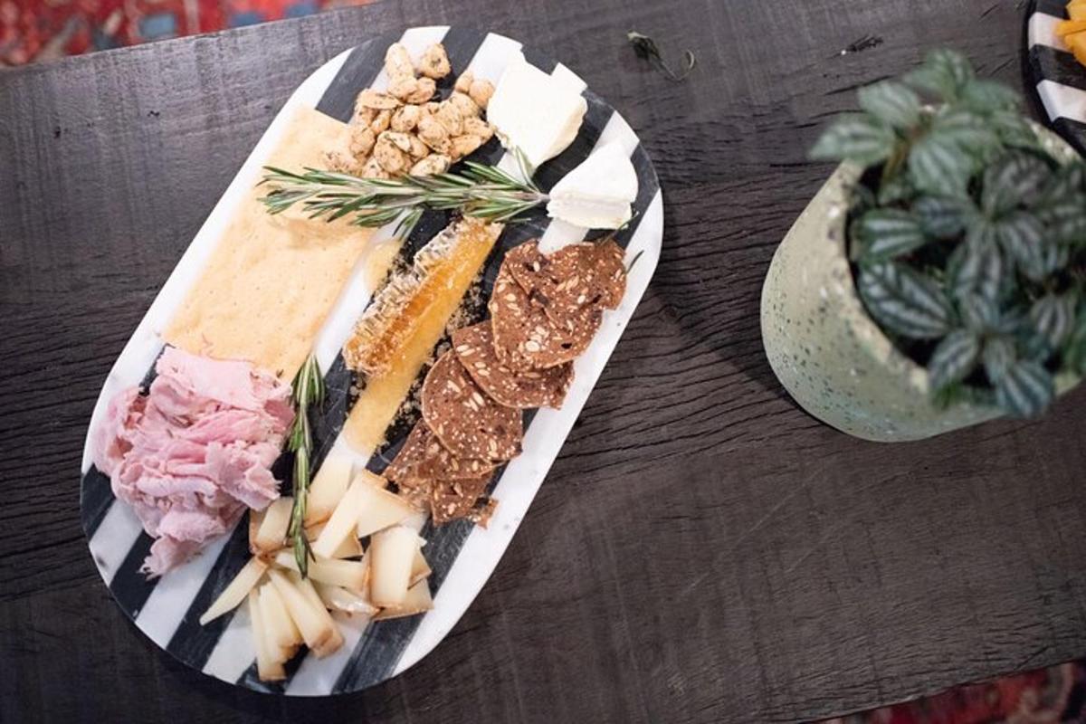 a plate of different types of food on a table