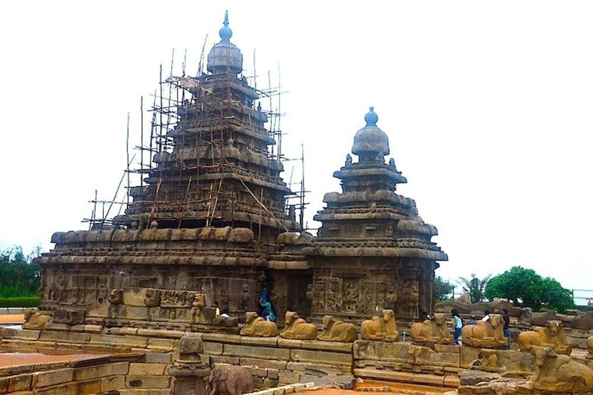 a large stone building with two towers