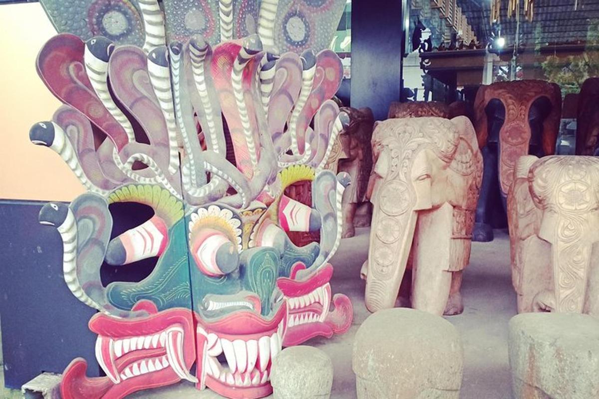 a group of different types of statues in a store