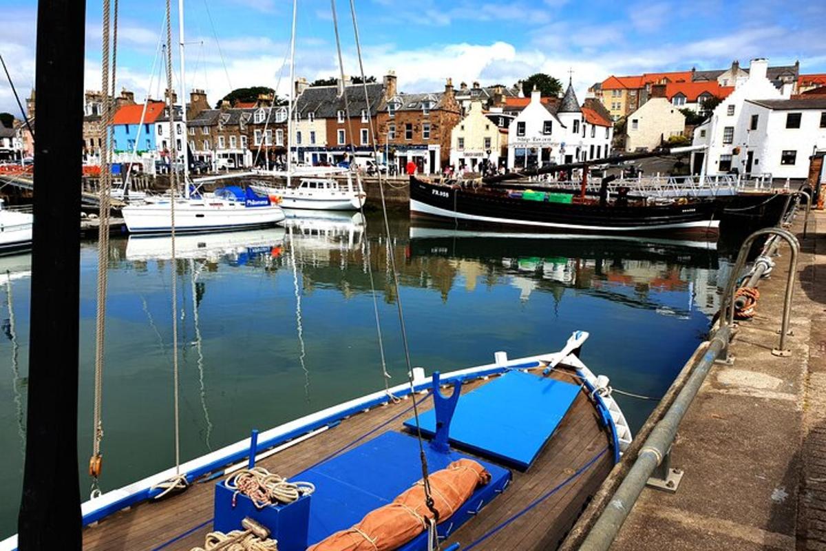 a group of boats docked in a harbor with buildings