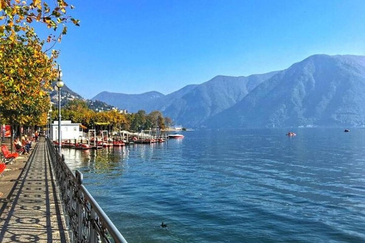 a view of a body of water with boats