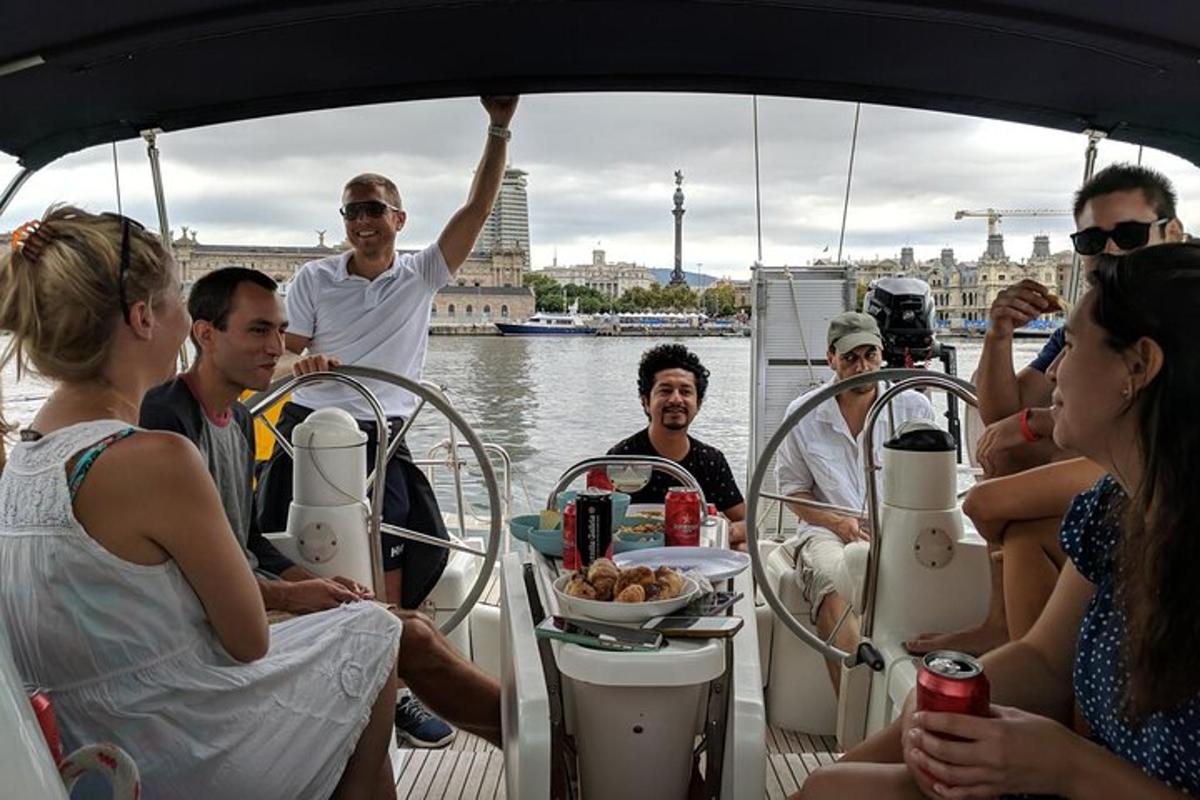 a group of people on a boat in the water