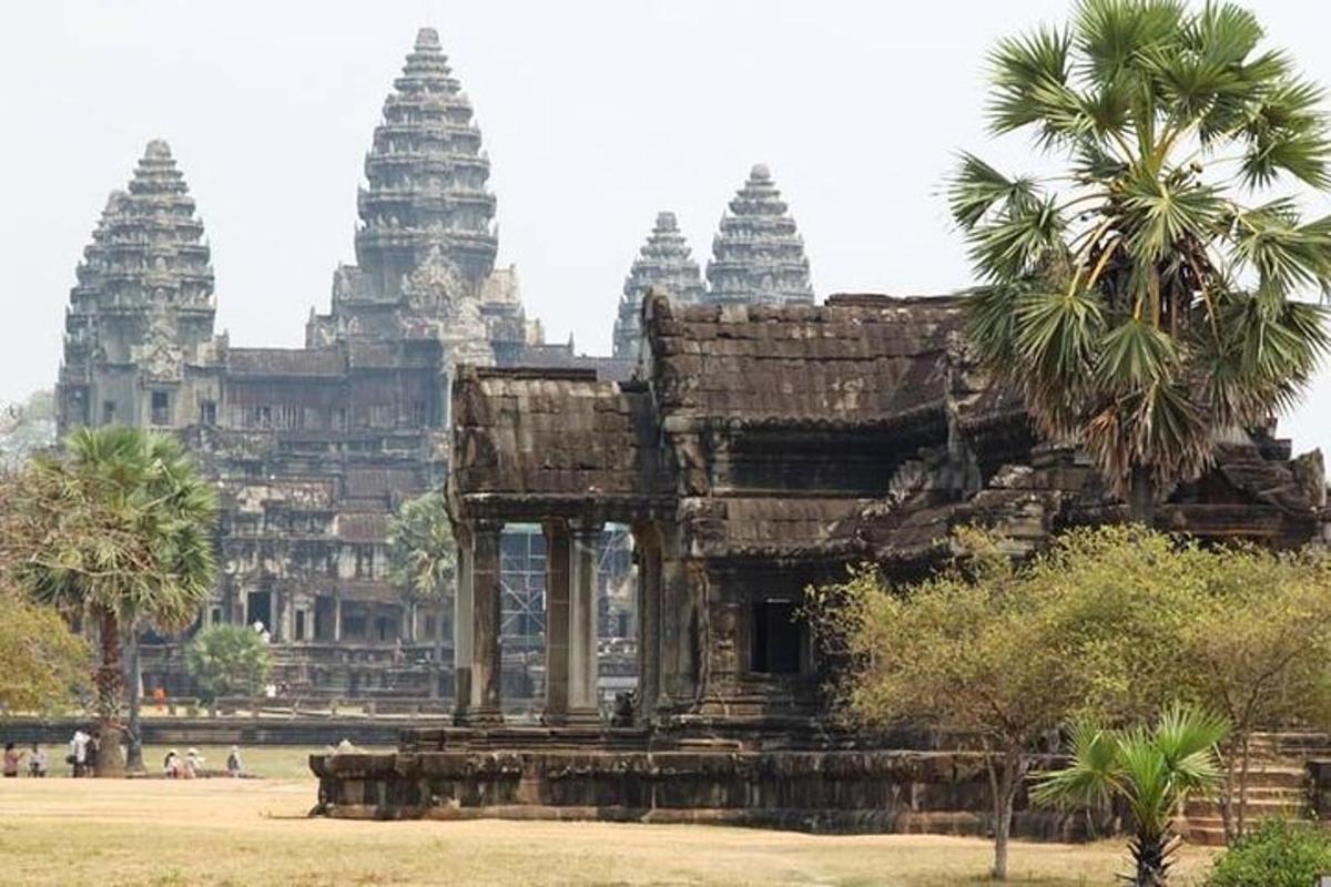 sebuah kuil dengan pokok palma di hadapannya