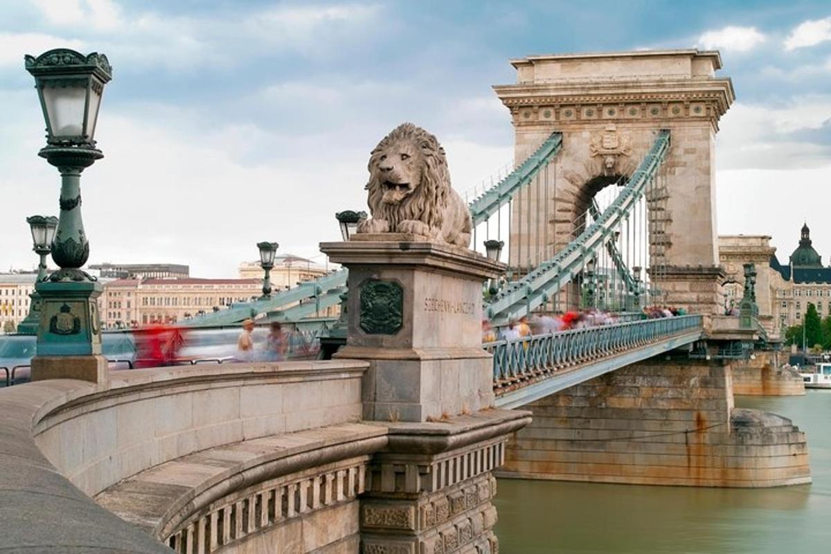 a bridge with a lion statue on a bridge
