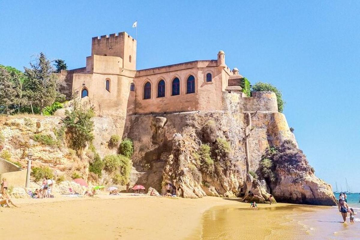 Un castillo en la ladera de una montaña con playa