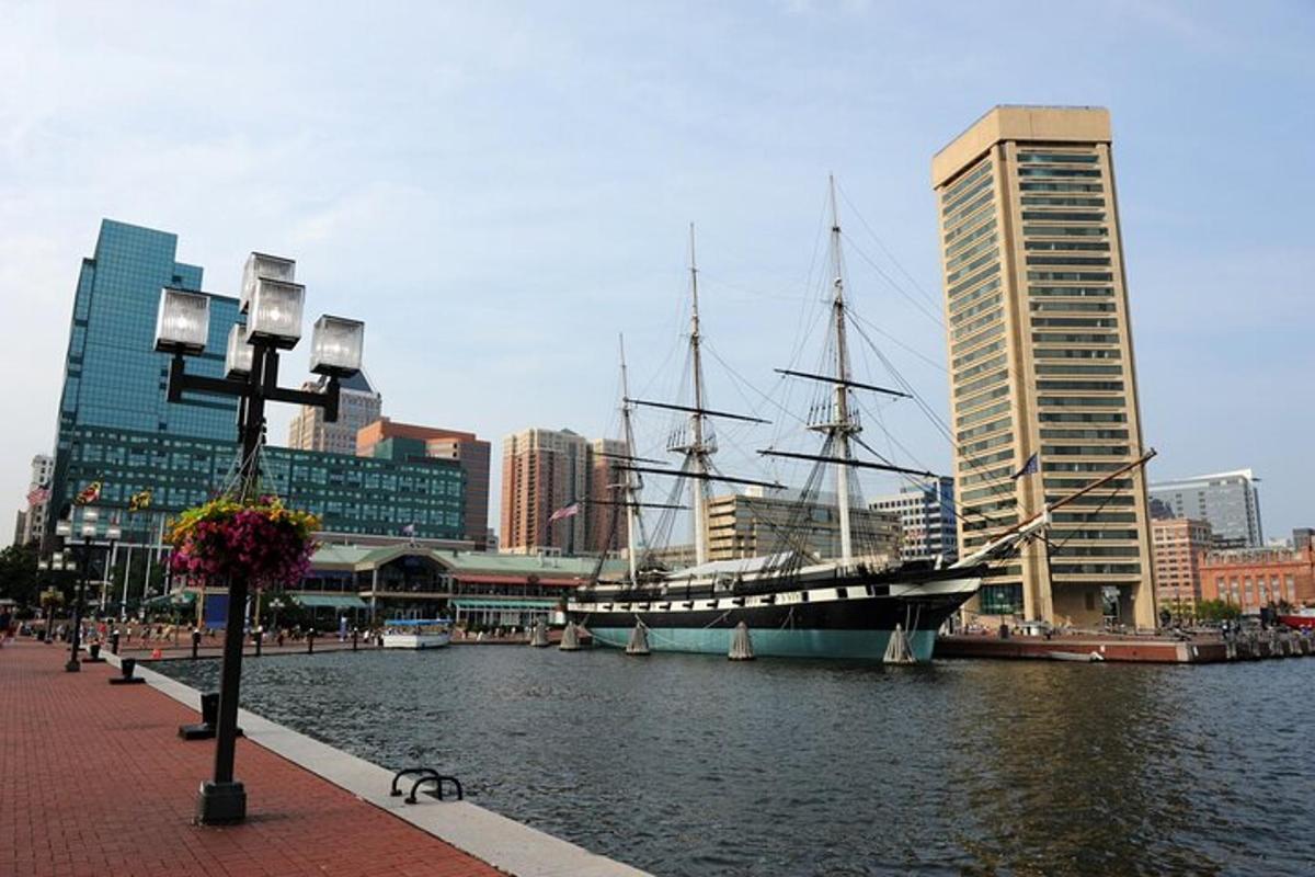 a large ship sitting in the water in a city