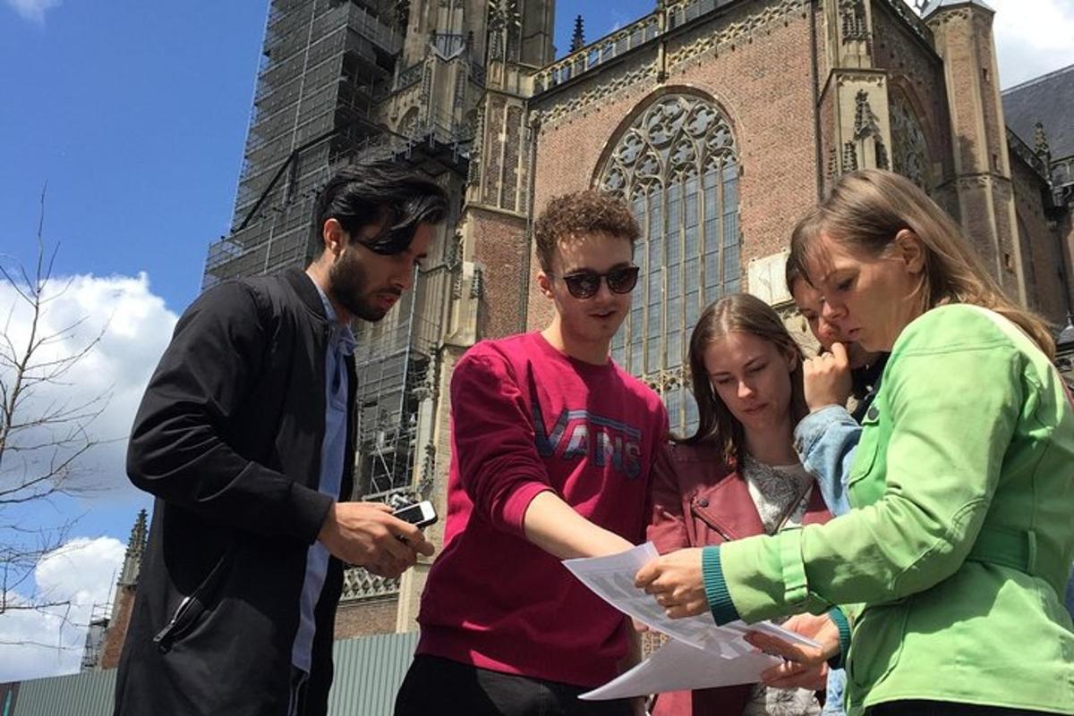 a group of people standing in front of a church