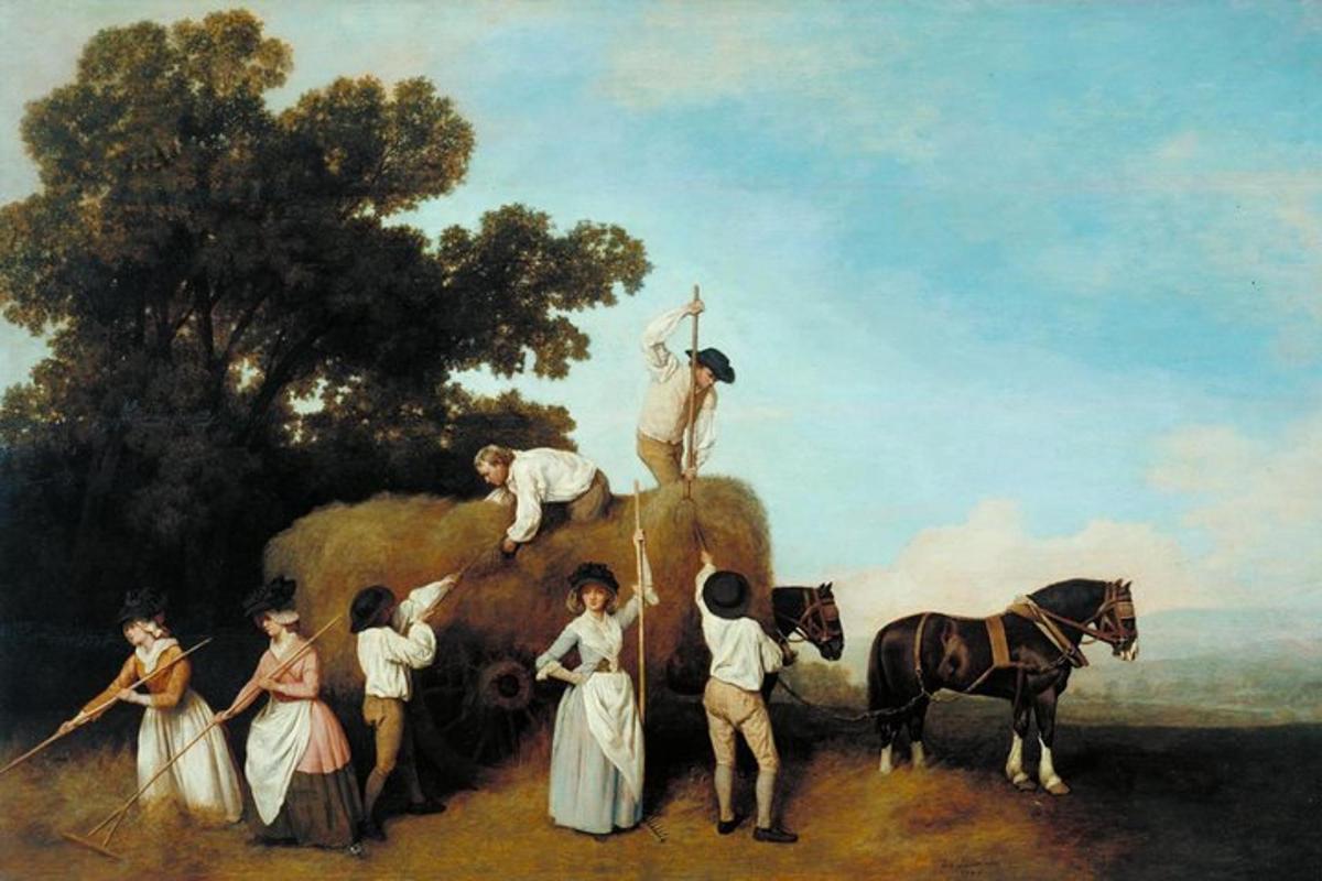 a painting of a group of people with a horse