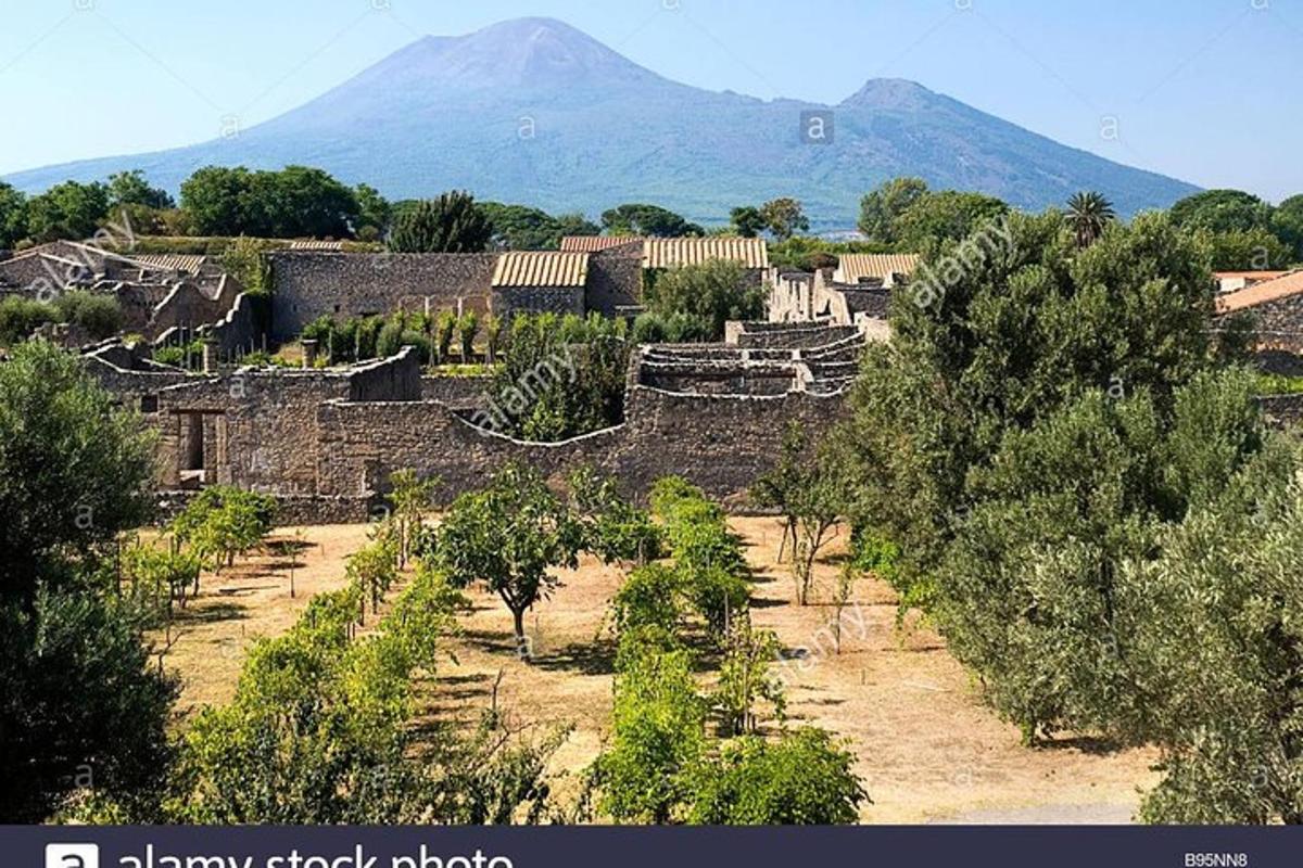 Un antiguo pueblo con una montaña al fondo