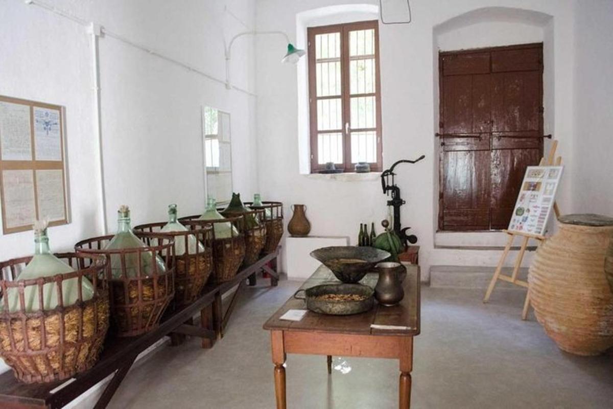 a room with a bunch of baskets on a table