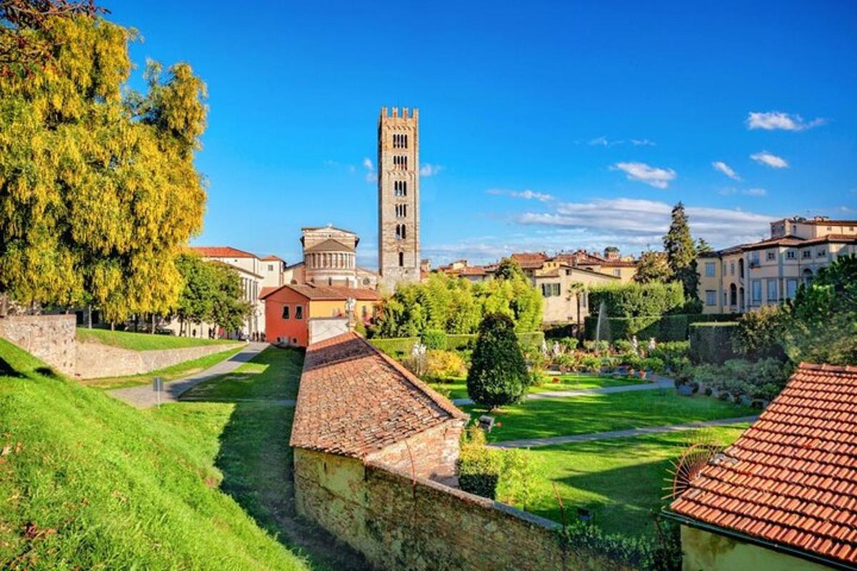 una vista d'una ciutat amb una torre del rellotge
