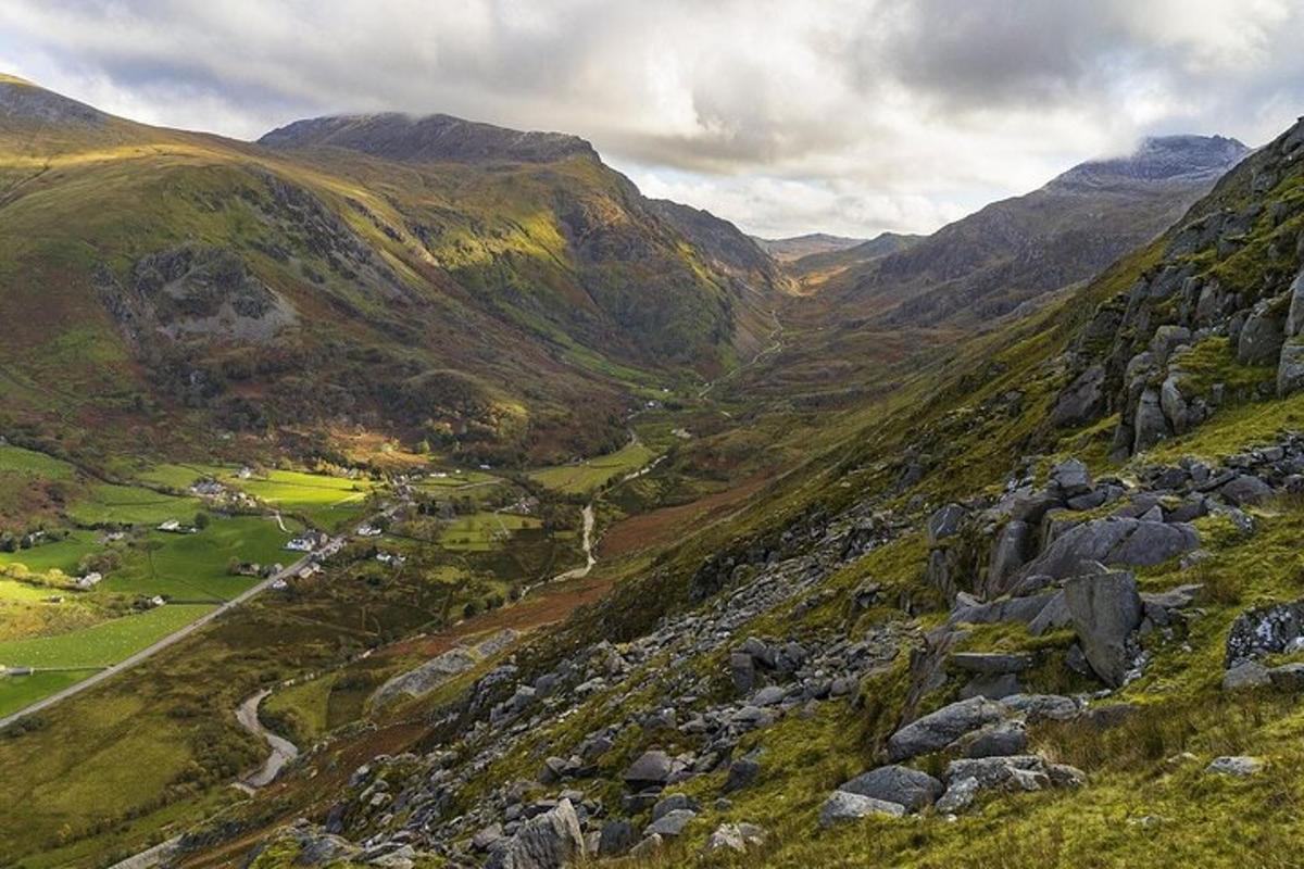 a view of a valley in the mountains