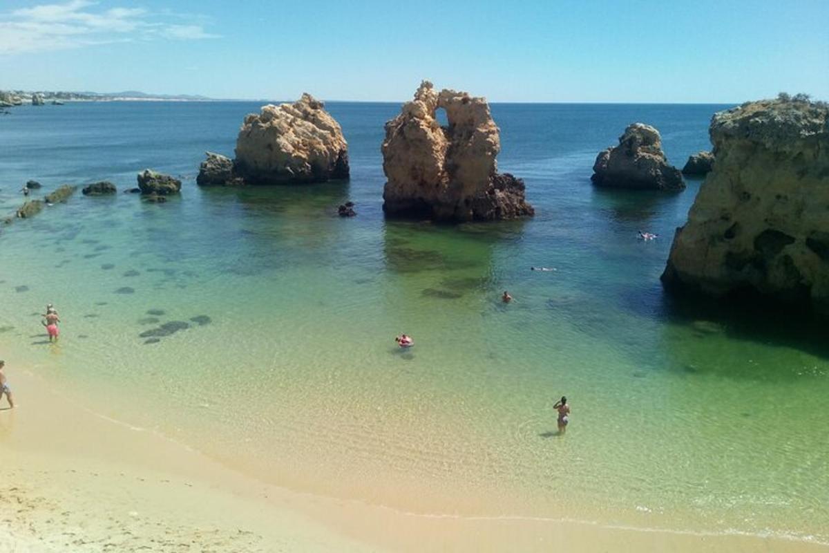 un grup de persones a l'aigua a la platja