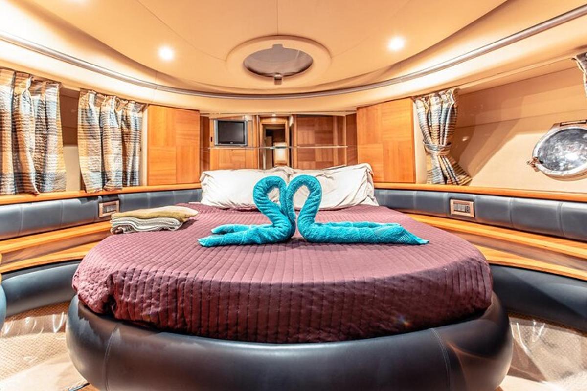 a bed in the middle of a boat