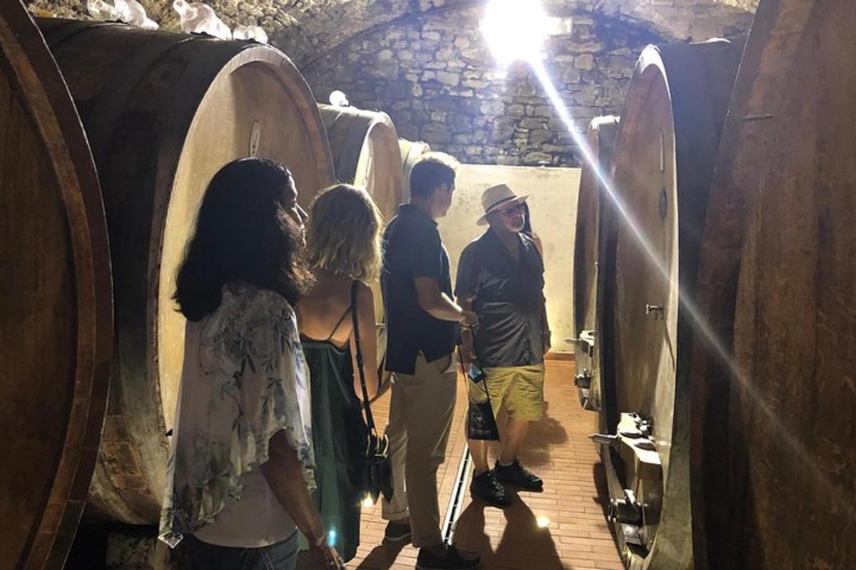 un grup de persones dempeus en un celler
