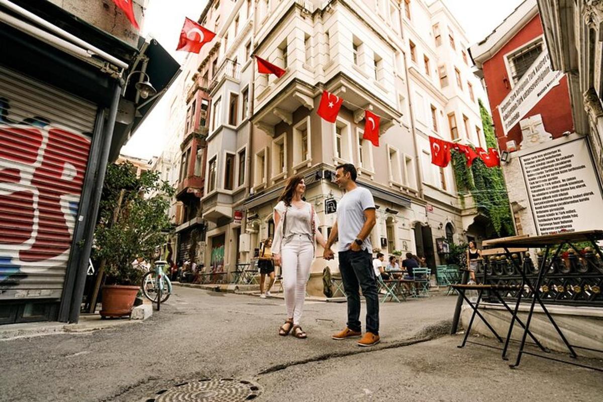 a man and a woman standing in the street
